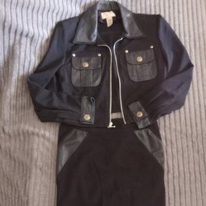 Cache jacket with skirt and Fitelle pants Ensemble